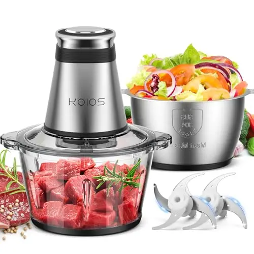 KOIOS food processor with dual bowls in black
