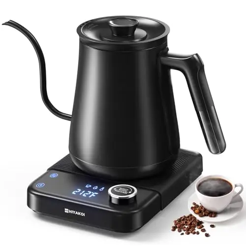HIYAKOI gooseneck electric kettle with digital display and temperature control