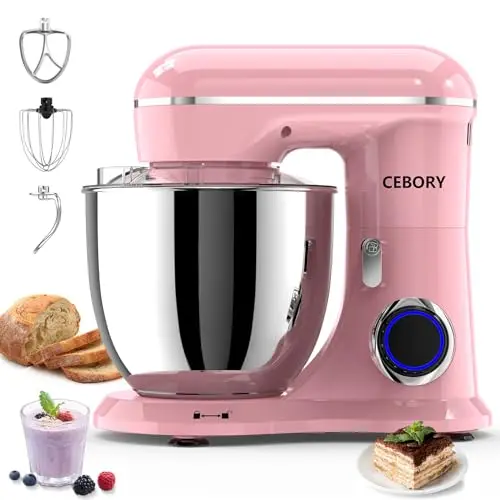 CEBORY 6.5-Quart 10-Speed Stand Mixer in Pink