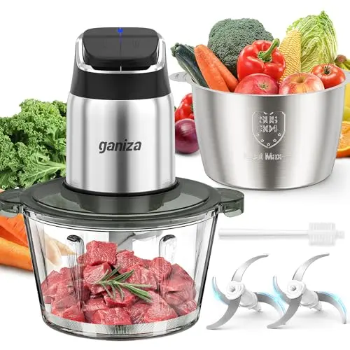 GANIZA Food Processor with dual bowls and display light