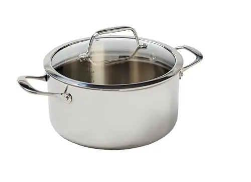 T-Fal pro tri-ply stainless steel Dutch oven on induction cooktop