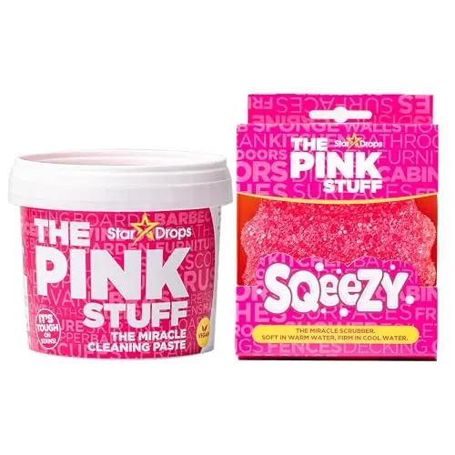 The Pink Stuff Miracle Cleaning Paste with scrubber sponge