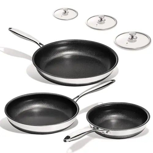 KITEXPERT 3-piece titanium ceramic non-stick frying pan set