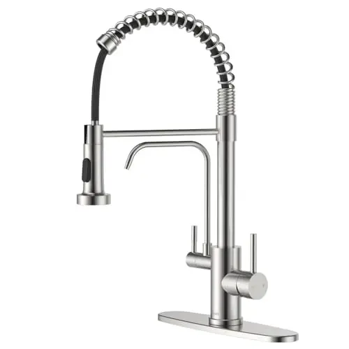APPASO brushed nickel kitchen faucet with built-in drinking water faucet
