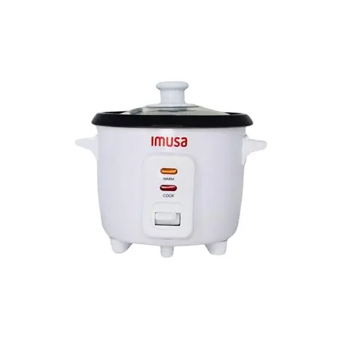 IMUSA white ceramic rice cooker with sleek modern design