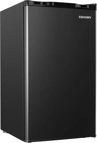 EUHOMY 3.2 cubic foot mini fridge with freezer in black