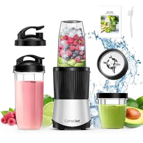 Consciot blender with multiple cups and compact design
