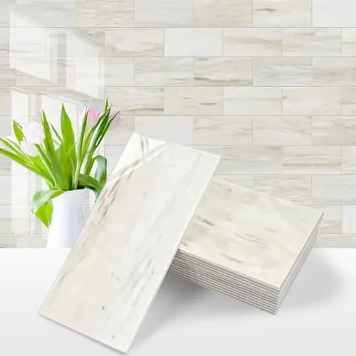 Vamos Tile wooden marble grain peel and stick backsplash
