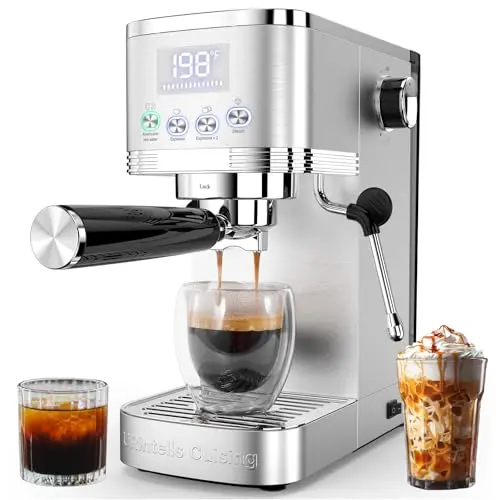 URintells Cuising espresso machine with LED display and milk frother