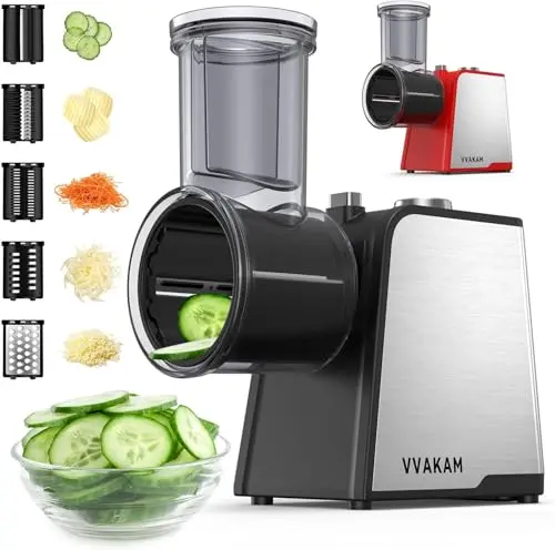 VVAKAM electric cheese grater with multiple blade options