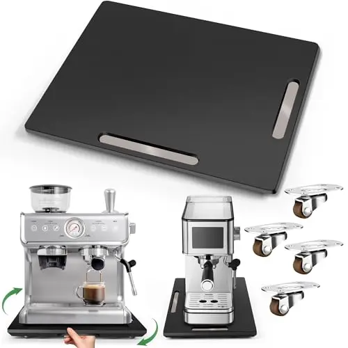 Joy&Grace bamboo sliding tray with 360-degree rollers for kitchen appliances