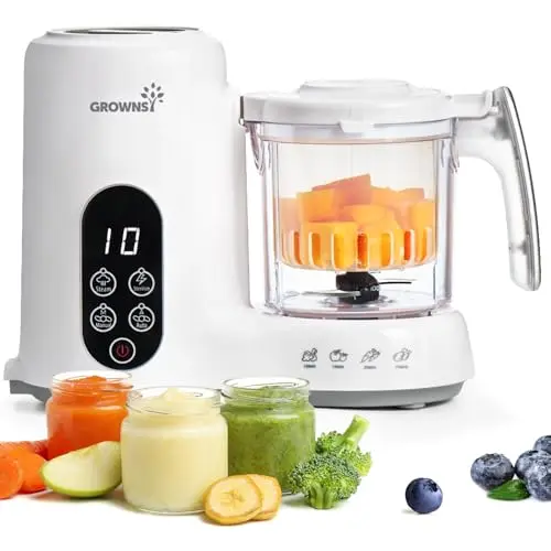 GROWNSY baby food maker with steaming basket and digital controls
