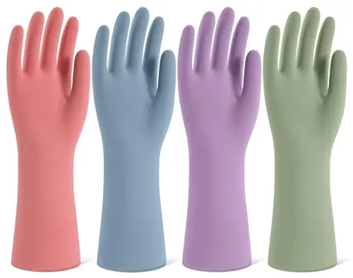 Sifangke colorful rubber cleaning gloves with flocked lining
