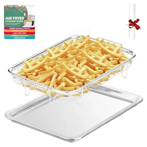 RIDGEPOLE stainless steel air fryer basket with parchment papers