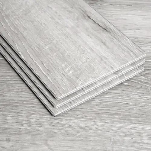 Gray oak wood grain interlocking vinyl flooring planks