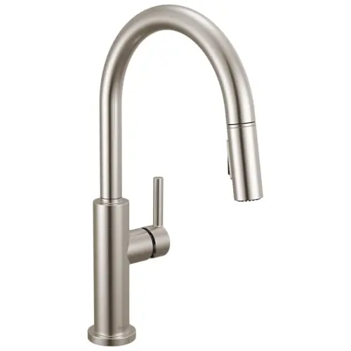 Delta Nicoli brushed nickel kitchen faucet with pull-down sprayer and magnetic docking