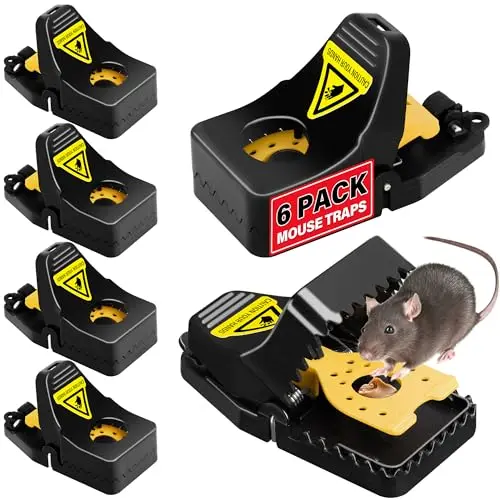 LULUCATCH plastic snap mouse trap in black with bait cup