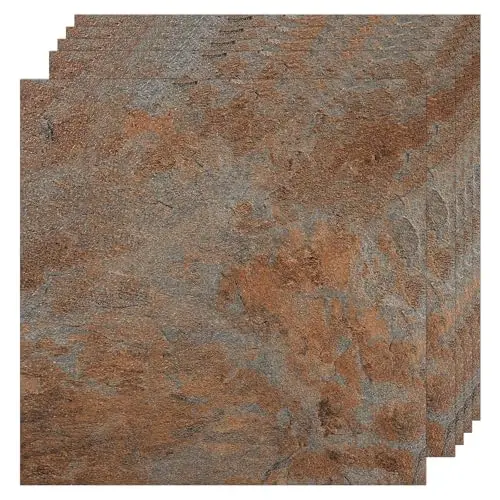 VallisCo red brown wood grain vinyl floor tiles