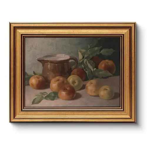 Huarcey gold framed vintage apple painting for kitchen