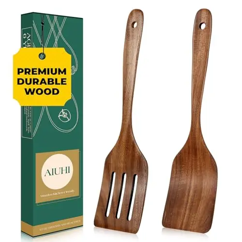 AIUHI 2-piece teak wood turner set with smooth edges