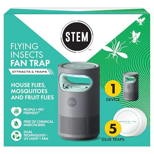 STEM flying insect trap with UV light and quiet fan technology