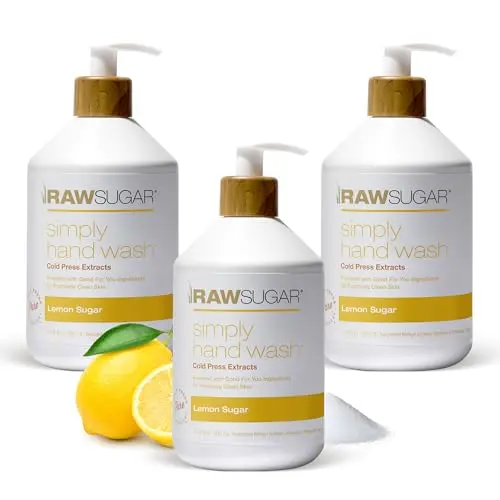 RAW SUGAR Lemon Sugar Liquid Hand Soap three-pack bottles