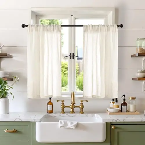 BGMENT Linen Kitchen Window Curtains
