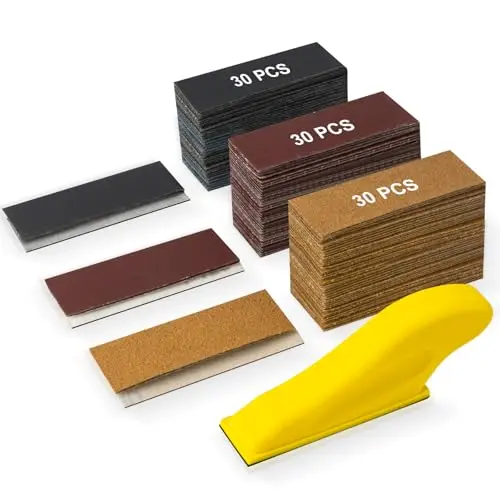 LVANJI manual sanding kit being used on cabinet details