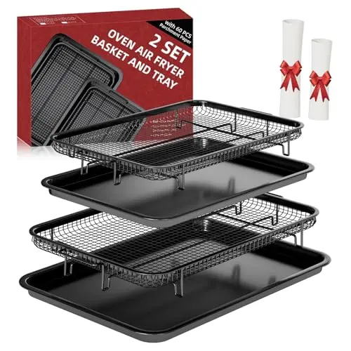 THORSES black stainless steel air fryer basket set