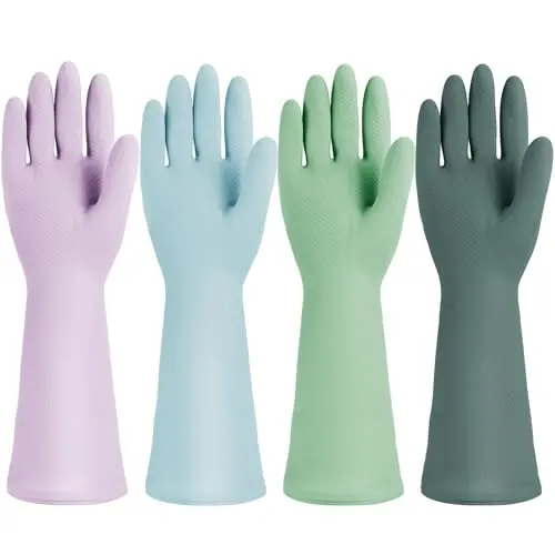 Jsocoah natural latex kitchen gloves in multiple colors