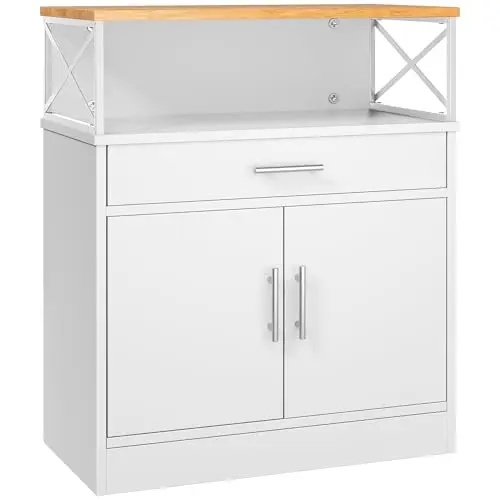 Shintenchi white kitchen storage cabinet with drawer and adjustable shelf