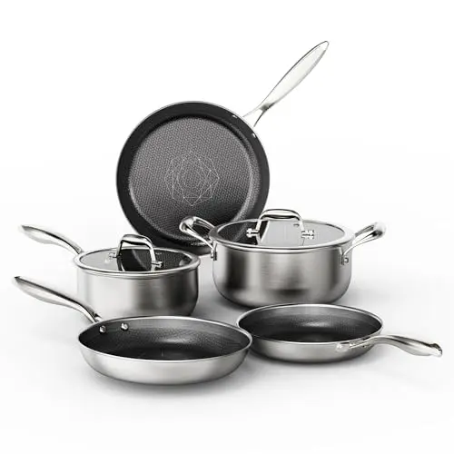 COOKER KING 7-piece hybrid ceramic cookware set in silver