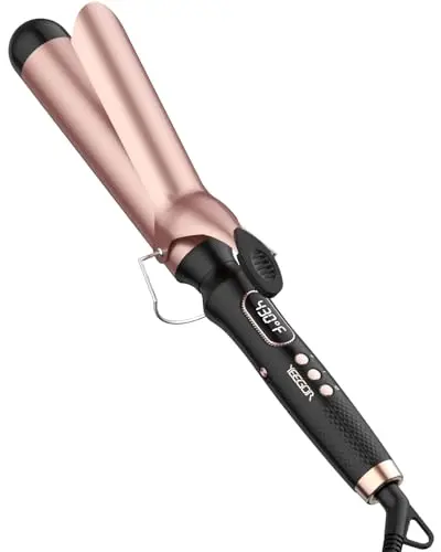 YEEGOR 1 1/2 inch Curling Iron with rose gold finish and LCD display