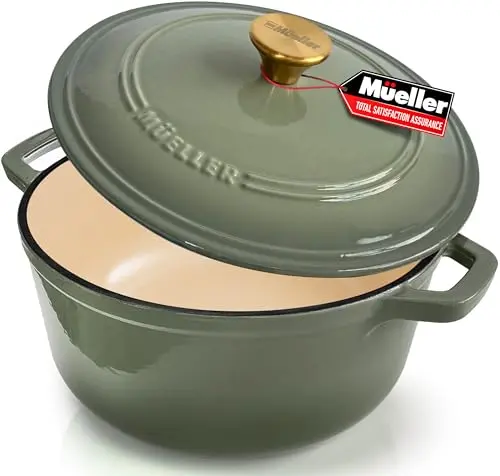 MUELLERHOME thyme green enameled cast iron Dutch oven