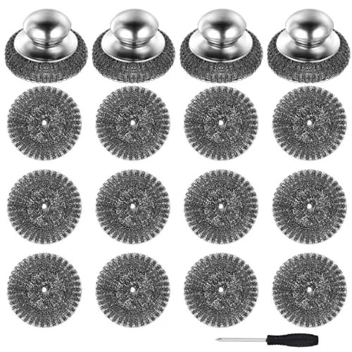 MEKUEEEX steel wool scrubber set with replacement pads