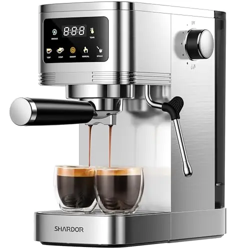 SHARDOR espresso machine with touchscreen interface and adjustable temperature