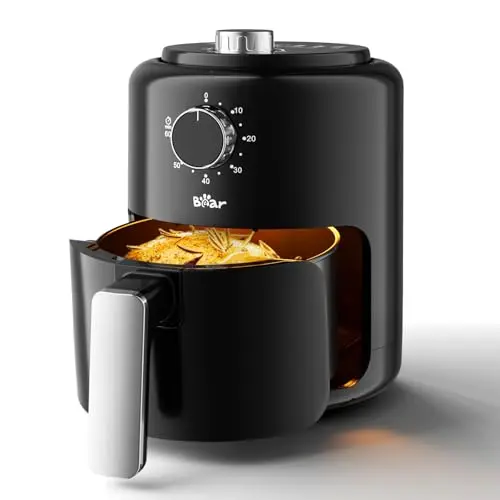 Bear compact air fryer in black with dual control knobs