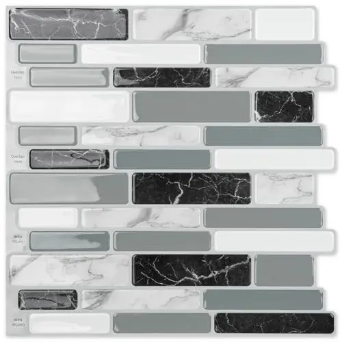 Art3d marble grey peel and stick backsplash tiles with realistic stone appearance