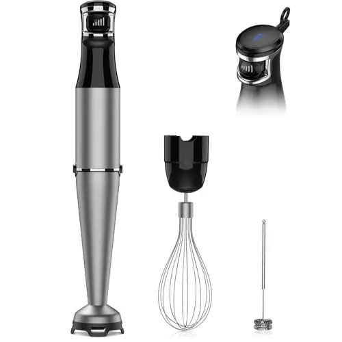 ZKBHOME immersion blender with 1100W motor and multiple attachments including whisk and milk frother