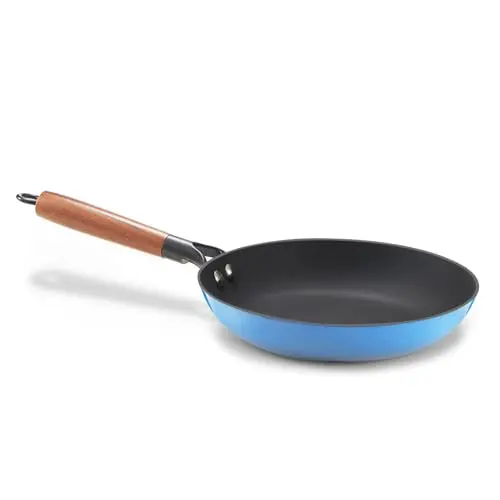 KITESSENSU 8 inch titanium enameled cast iron skillet in blue