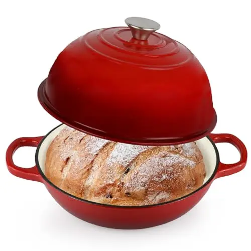COOKNEXA red enameled cast iron bread oven with dome lid