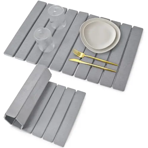 TDCOKHE large stone drying mat folded on kitchen counter