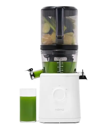 Nama J2 cold press juicer with self-feeding hopper for easy cleanup