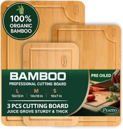 Piatto bamboo cutting board set in three sizes
