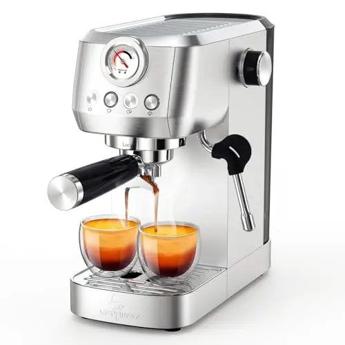 MAttinata espresso machine with professional milk frother and pressure gauge