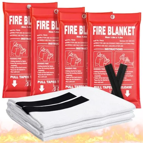 Andyssey 4-pack fire blankets in red packaging
