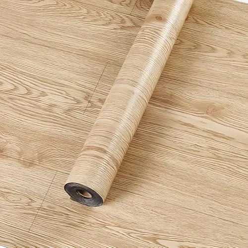 FOGZUVR thick vinyl floor tiles with light walnut wood grain