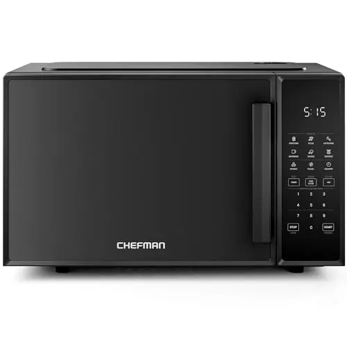 Chefman 0.9 cubic foot black microwave with digital controls