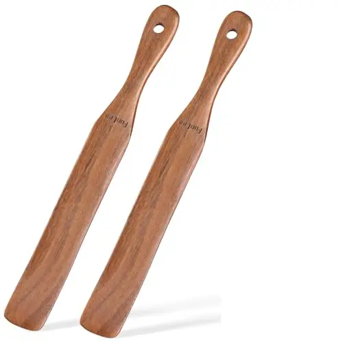 FunCee 2-pack teak wood spurtles for sourdough starter mixing