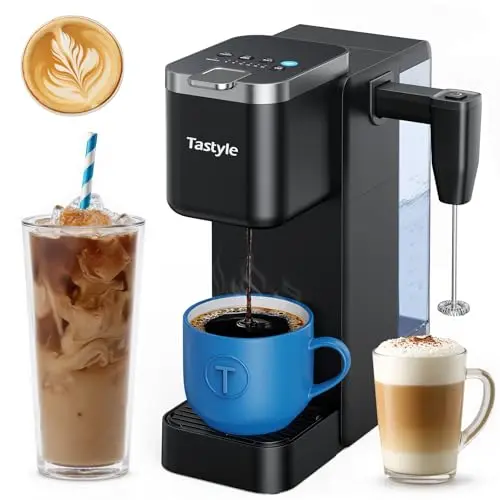 Tastyle single serve coffee maker with detachable milk frother